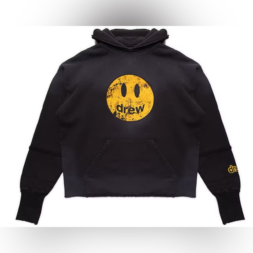 drew house Black Hoodie with Yellow Logo